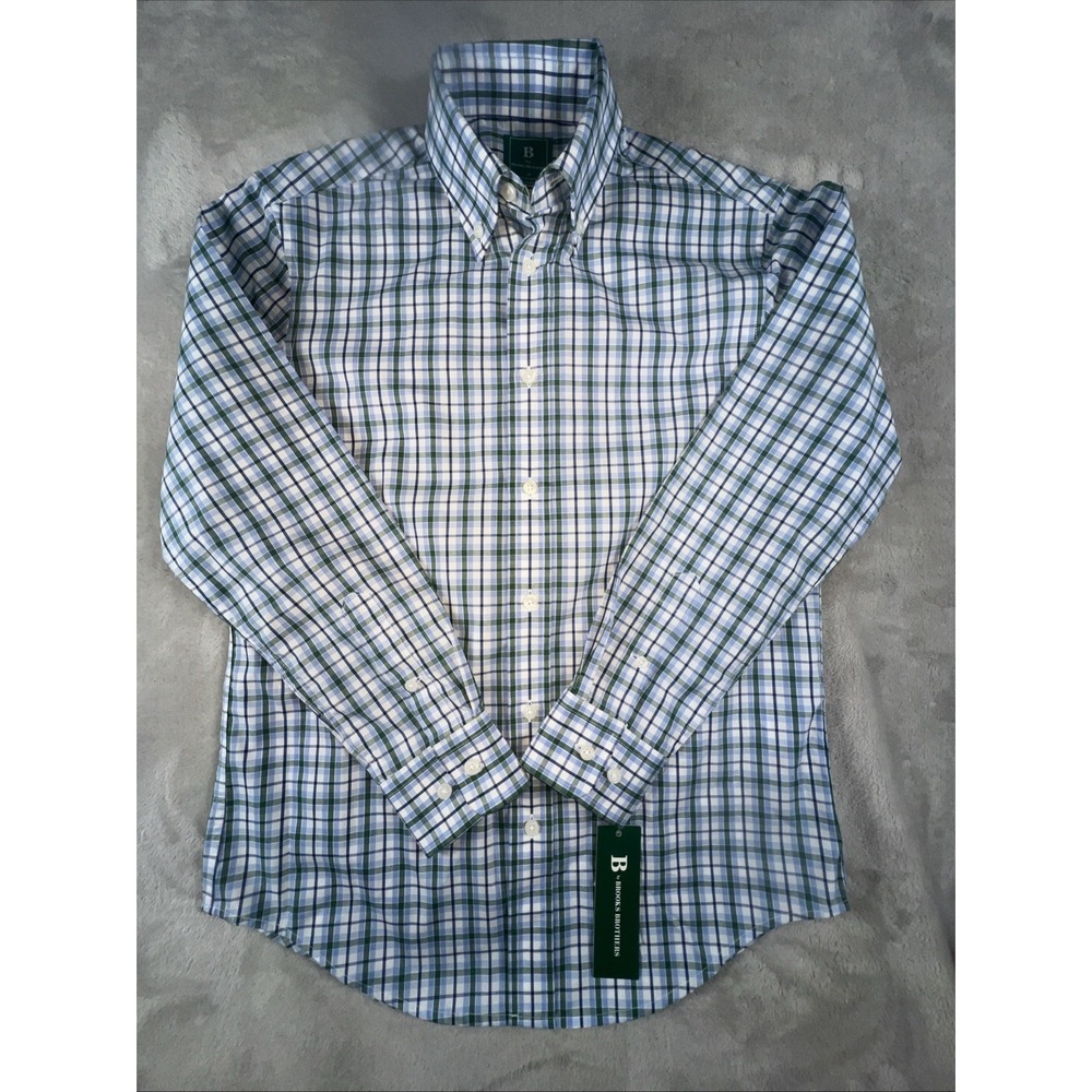 Brooks Brothers Boys Non Iron Blue Oxford Long Sleeve Dress Shirt Size 14 NWT